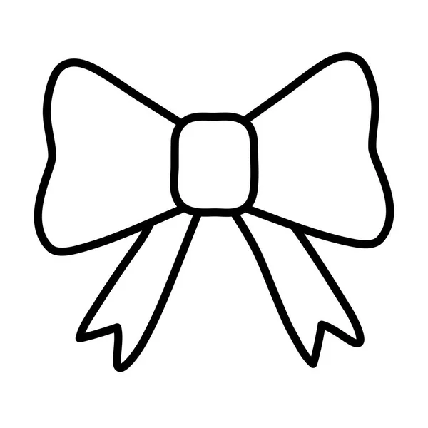 Gåva Bow ikon tecknad svart och vitt — Stock vektor
