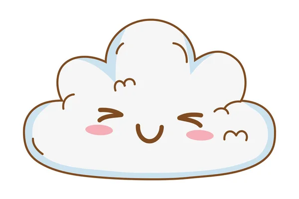 Bonito kawaii nuvem desenhos animados — Vetor de Stock