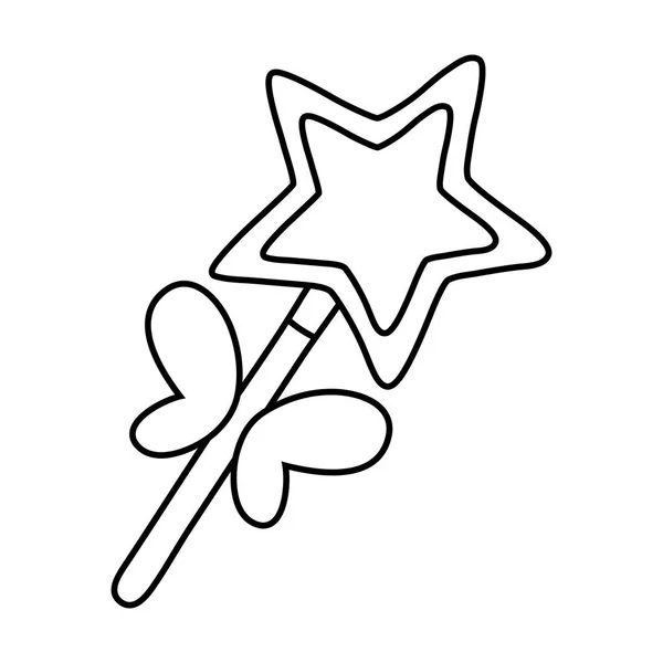 Hůlka s hvězdou a křídlama černá a bílá — Stockový vektor