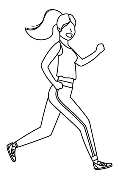 Fitness deporte mujer dibujos animados — Vector de stock