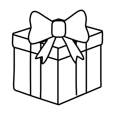 hediye kutusu simge siyah ve beyaz
