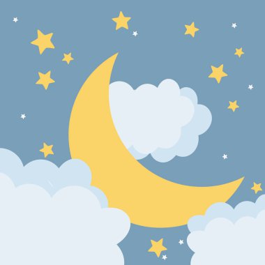 gece karikatür de ay