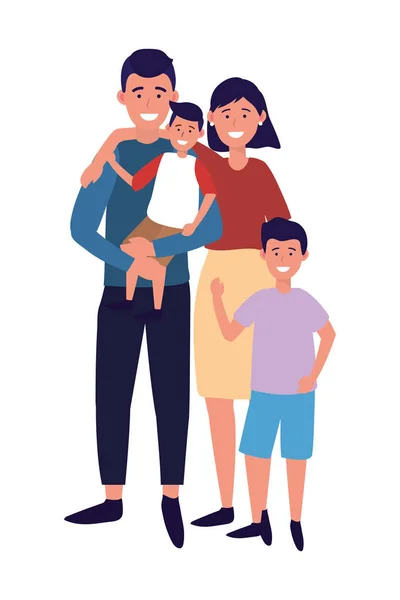 Pareja con hijos — Vector de stock