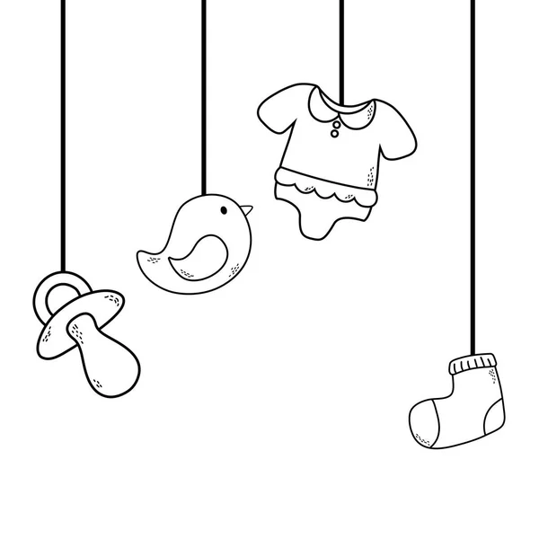 Cute baby prysznicem kreskówka — Wektor stockowy