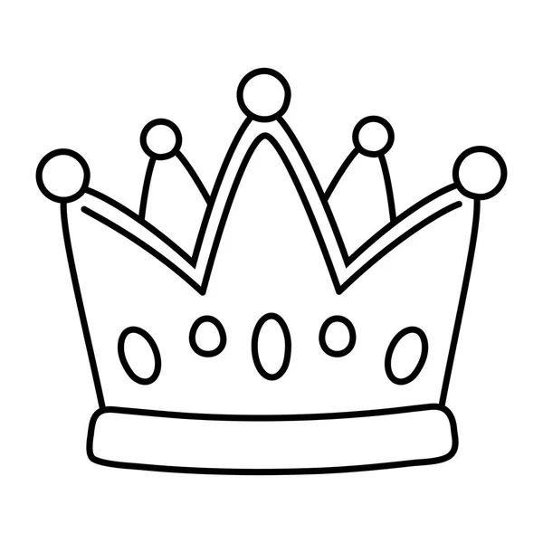 Corona icono de dibujos animados blanco y negro — Vector de stock