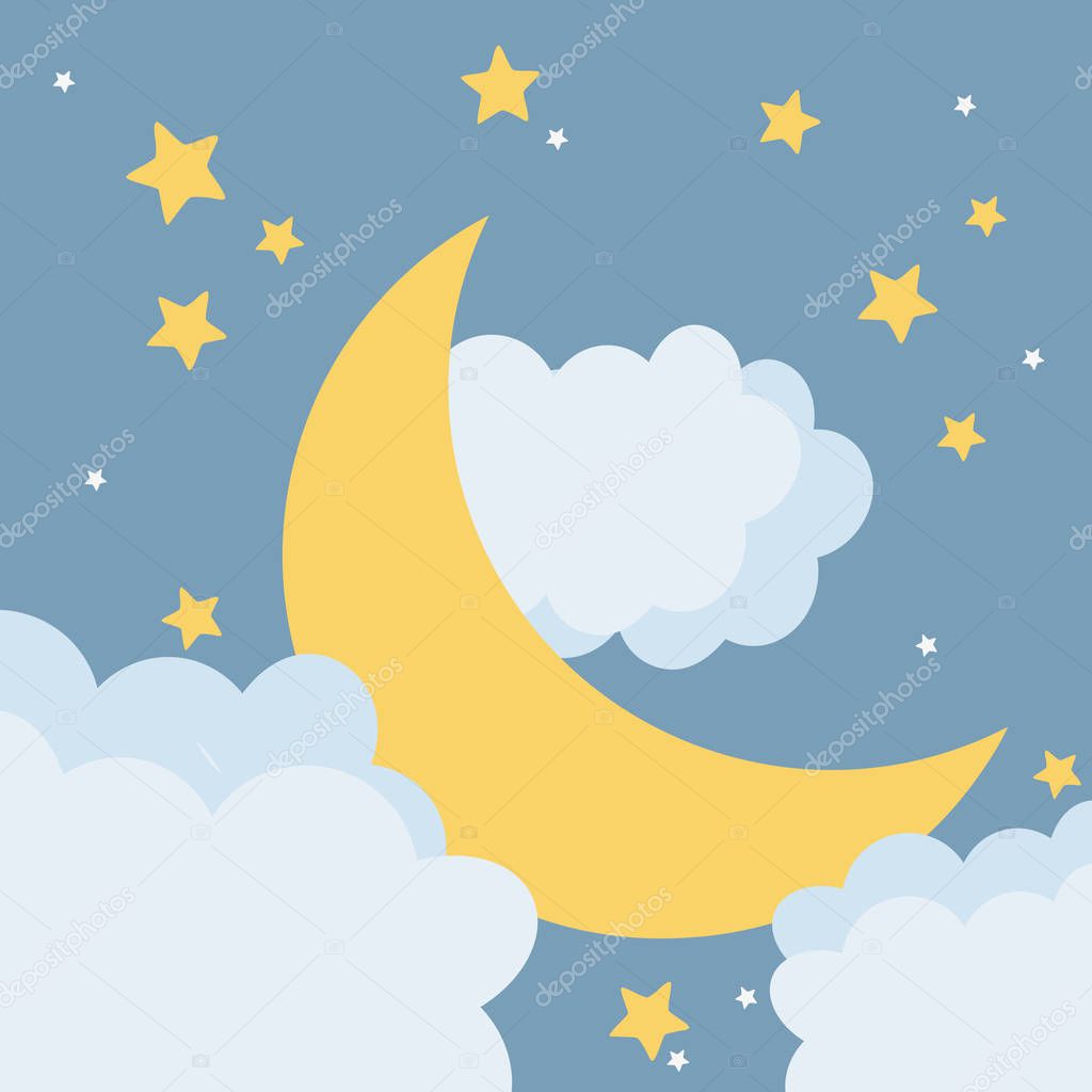 moon at night cartoon