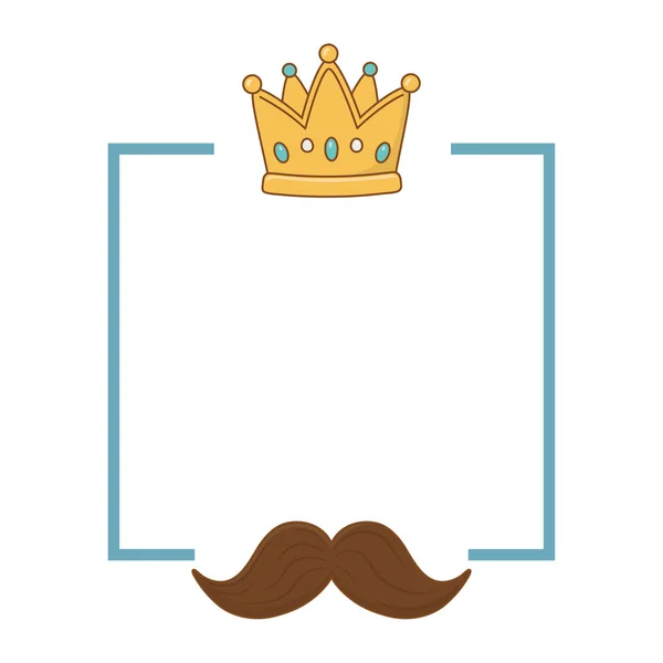 Corona y marco de bigote — Vector de stock