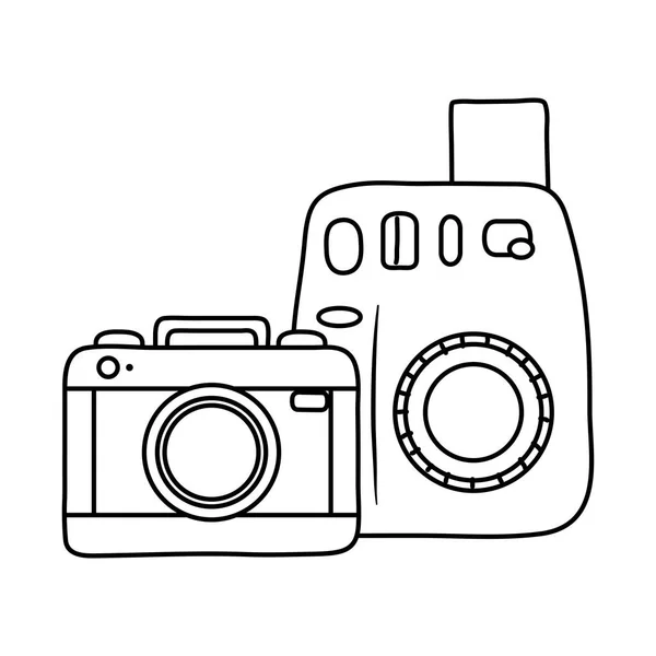 Photographic cameras icon black and white — Stock Vector