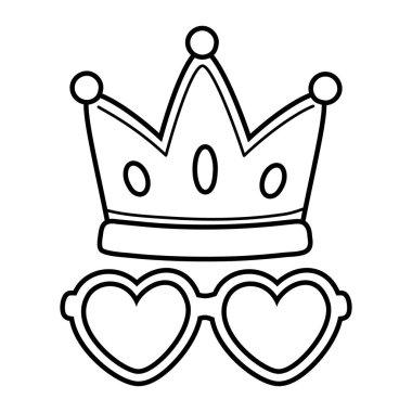 taç ve kalp güneş gözlüğü siyah beyaz