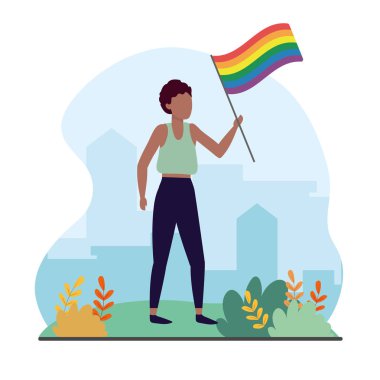 lgbt kutlamasına gökkuşağı bayrağı taşıyan kadınlar