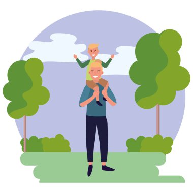 bir çocuk taşıyan adam