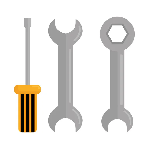 Wrench keys tools and screwdriver — 스톡 벡터