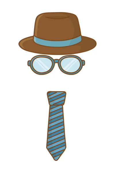 眼鏡とネクタイの帽子 — ストックベクタ