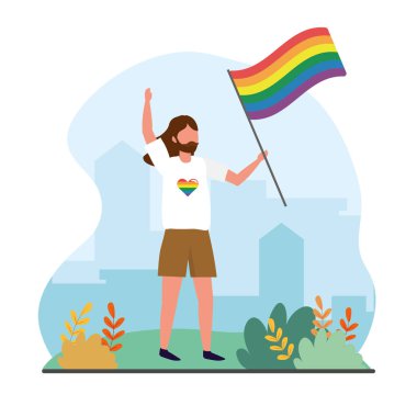 lgbt özgürlüğüne gökkuşağı bayrağı olan adam