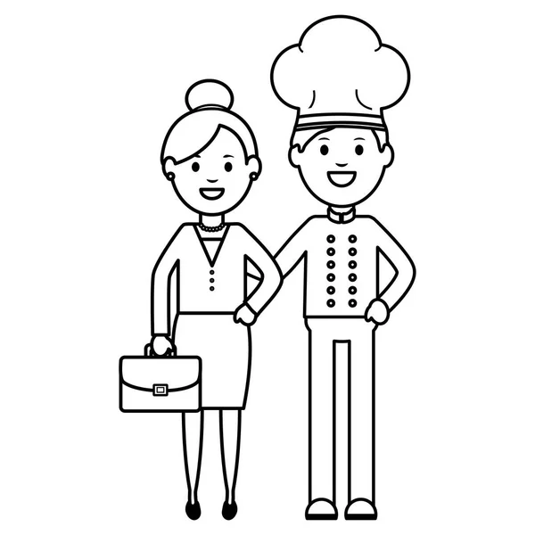 Молодой шеф-повар с деловой женщиной — стоковый вектор