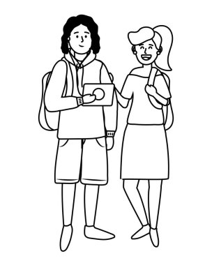 Genç adam ve kadın siyah ve beyaz