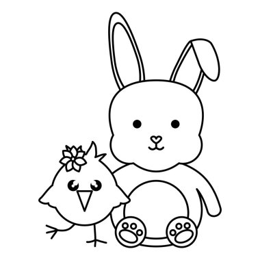 küçük civciv ve tavşan Paskalya karakterler