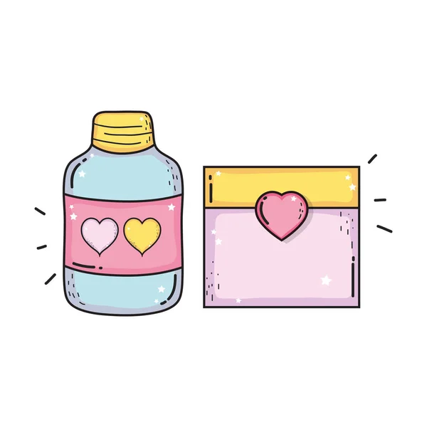 Envelope with heart and mason jar — Stock Vector