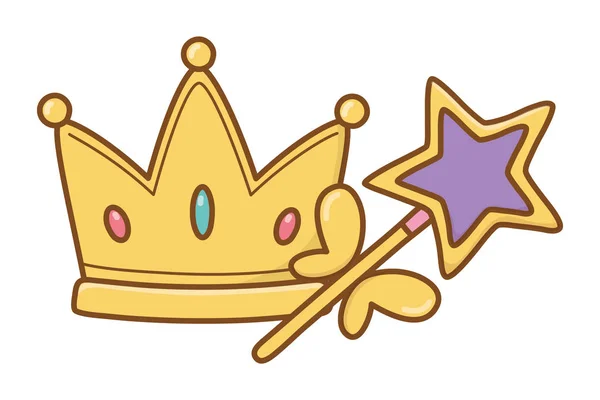 Krone und Zauberstab — Stockvektor