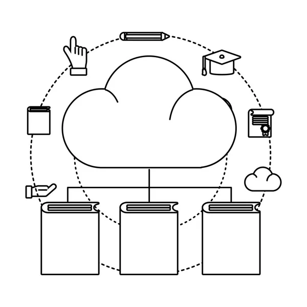 Cloud avec des livres — Image vectorielle