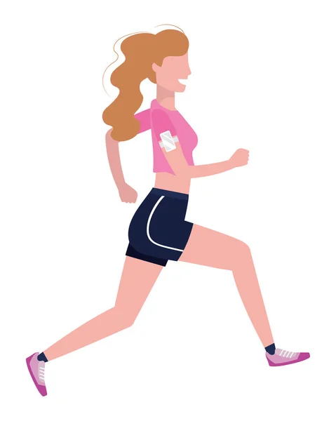 Femme courir avec des vêtements de sport — Image vectorielle