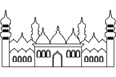 İslami bina simgesi siyah beyaz
