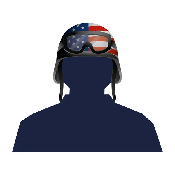 Silhouette e casco da soldato — Vettoriale Stock