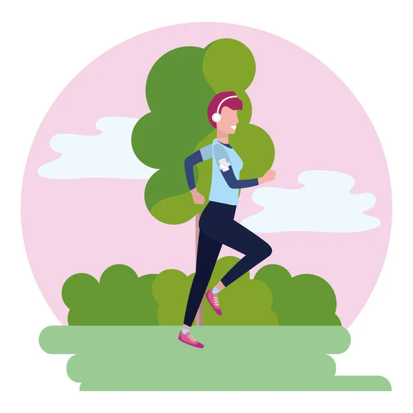 Femme courir avec des vêtements de sport — Image vectorielle