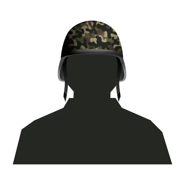 士兵剪影和头盔 — 图库矢量图片
