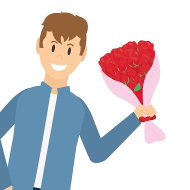 Çiçekli genç adam.