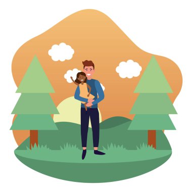 bir çocuk taşıyan adam