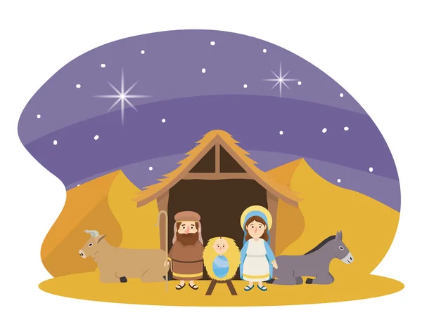 Noël Nativité scène dessin animé — Image vectorielle