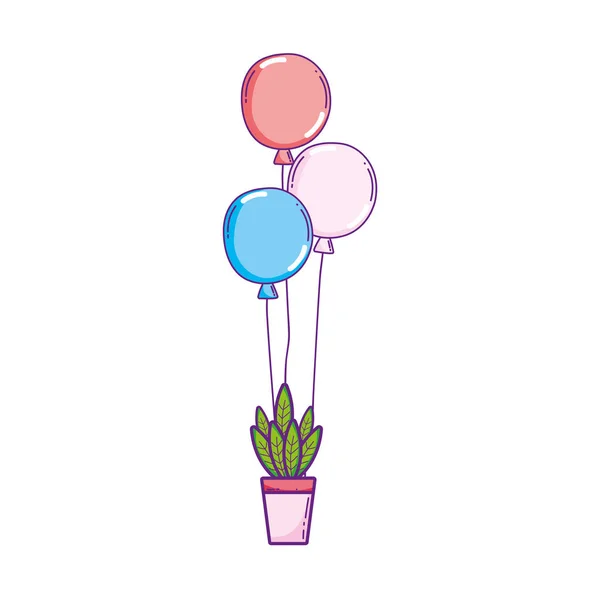 Вечірні кульки гелій з кімнатною рослиною — стоковий вектор