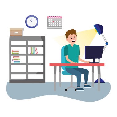 Online Eğitim adam çizgi film