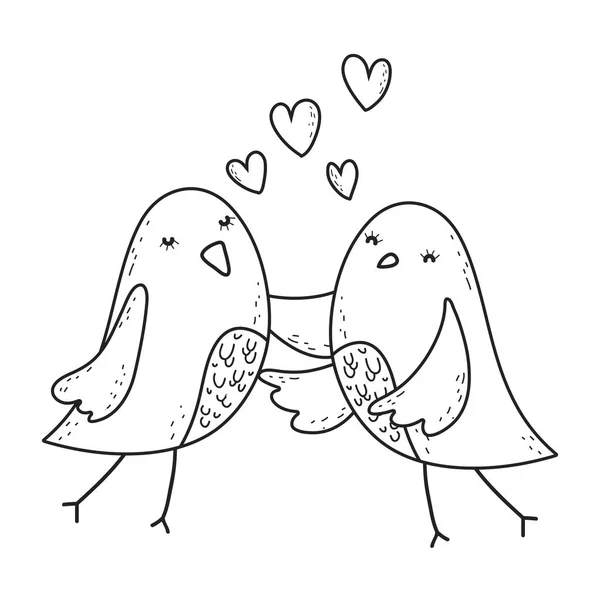 Carino uccellini coppia personaggi incantevoli — Vettoriale Stock