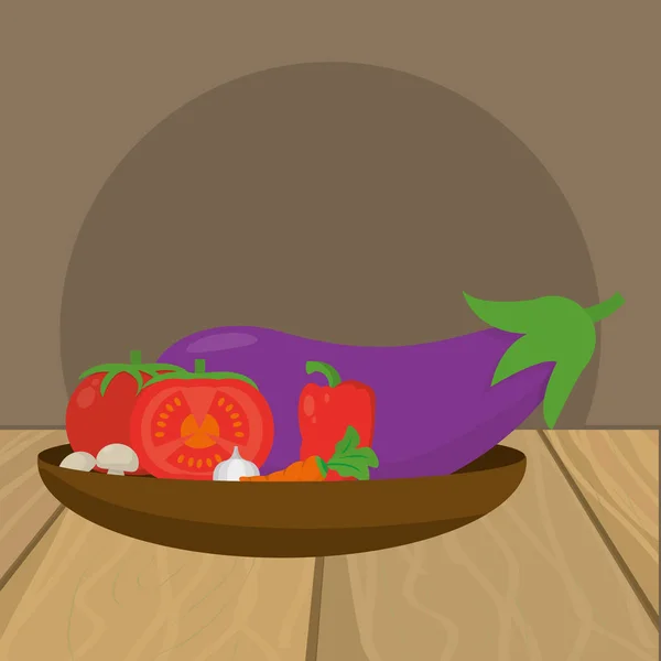 Delicious fresh vegetables cartoon — Stock Vector
