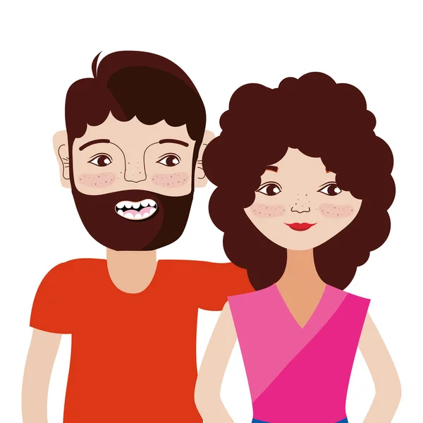 Pareja joven dibujos animados — Vector de stock