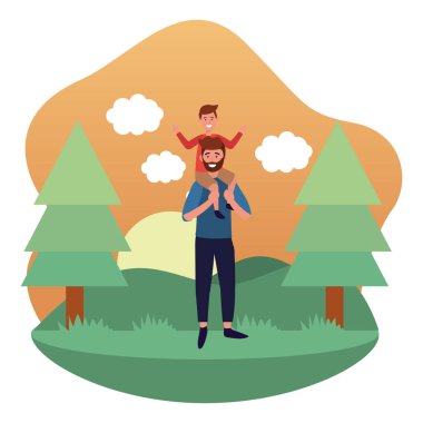 bir çocuk taşıyan adam