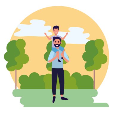 bir çocuk taşıyan adam