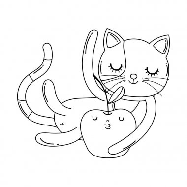 elma taze ile sevimli kedi