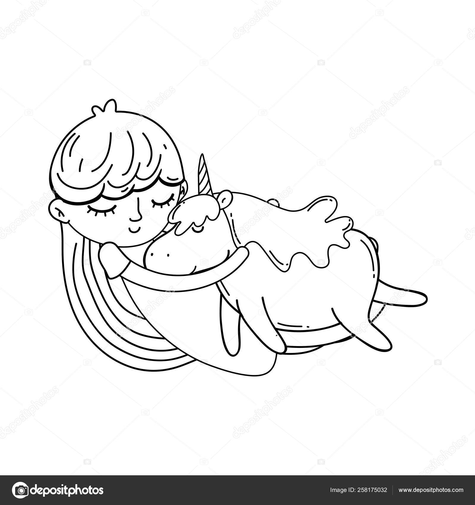 Page De Coloriage De Jolie Petite Licorne Drole Sur Fond Blanc Image Vectorielle Stockgiu C 258175032