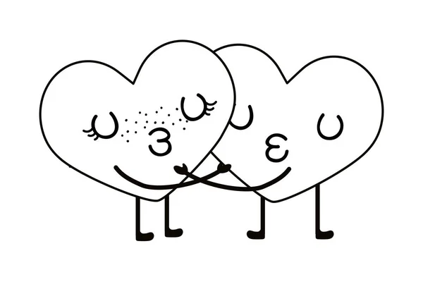 Amor corazón pareja dibujos animados — Vector de stock