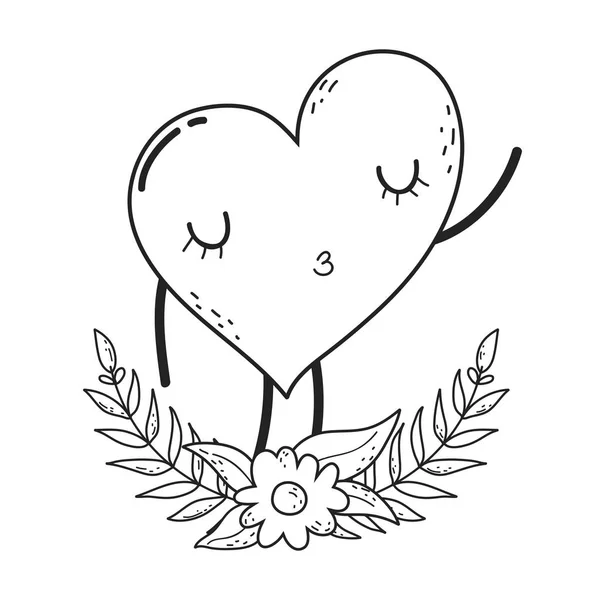Heart love kawaii character — Stock Vector
