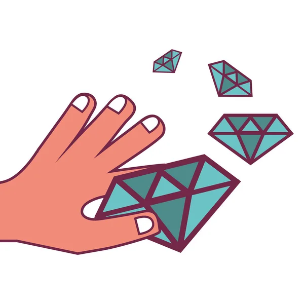 Mão de diamante segurando — Vetor de Stock