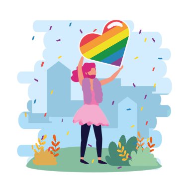 lgbt özgürlüğüne gökkuşağı kalbi olan erkekler