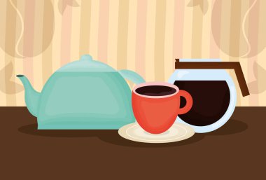 lezzetli kahve ve çay saati simgeleri