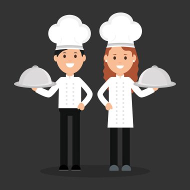genç şef çift Avatars karakterler