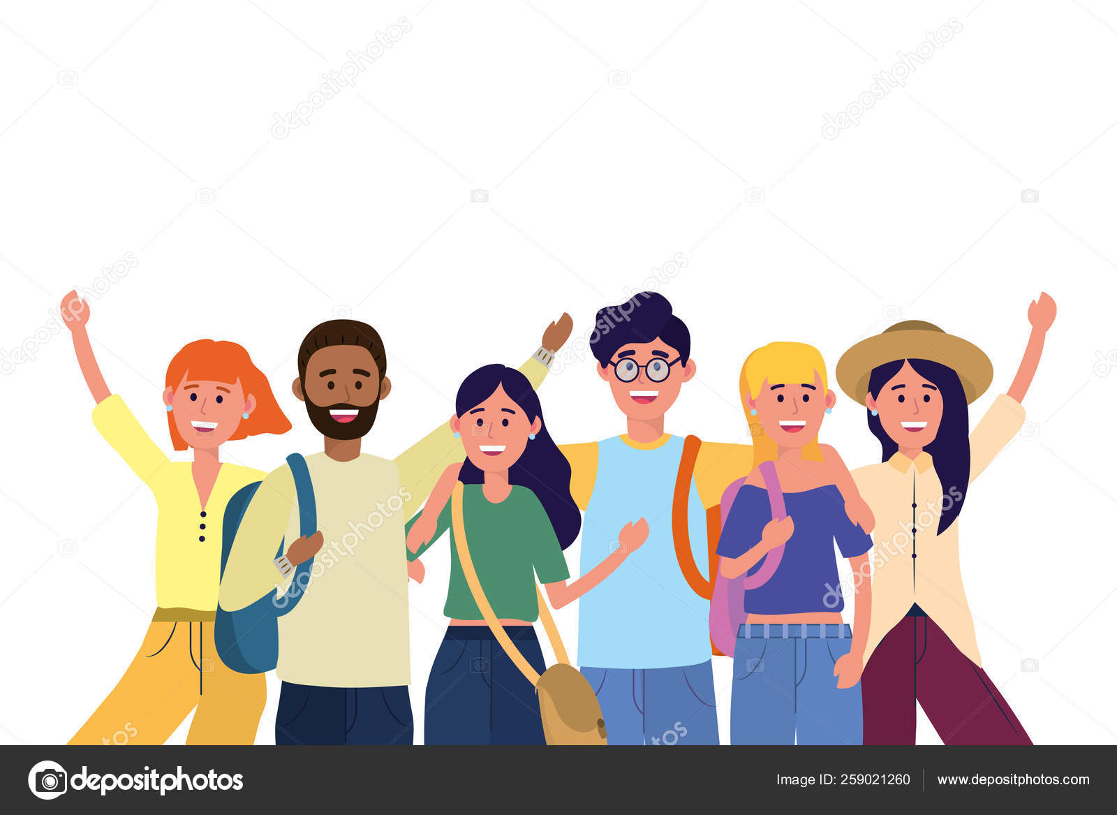 Young people friends cartoon Stock Vector Image by ©stockgiu #259021260