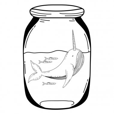 Mason jar sevimli Narval