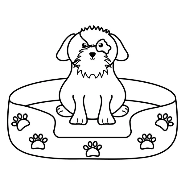 Lindo perrito con carácter de cama — Archivo Imágenes Vectoriales